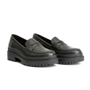 Portland Leather Goods Zoe Chunky Black Leather Loafers